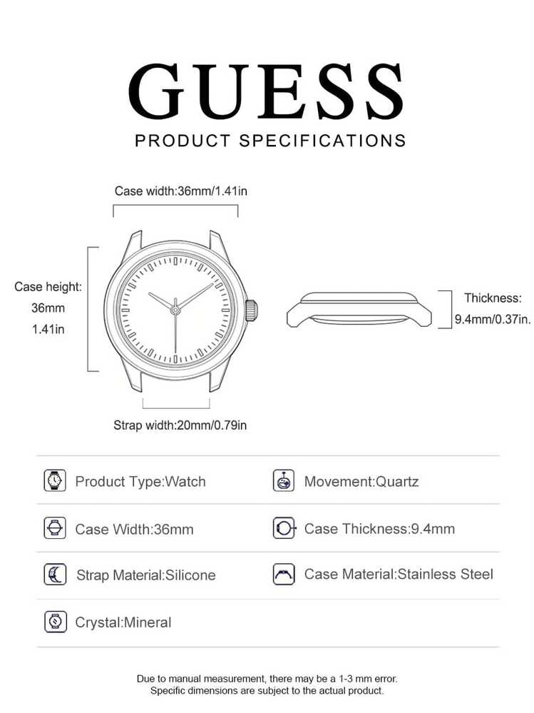 Light Luxury Rose Gold Diamond Inlaid Women's Quartz Watch, White Silicone Strap, Roman Numeral White Dial, 36mm Case Diameter, 30m Water Resistant, Fresh And Gentle Style Versatile Watch, Suitable For Workplace, Commuting, Dating, Casual, Birthday, Valentine's Day, Mother's Day Gift For Girlfriend, Best Friend, Light Luxury Gift Guess GW0034L2 - White - View 7