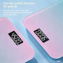 Lenovo Ultra-Thin Gradient Pink-Purple Body Scale, USB Rechargeable Body Scale, High-Precision Sensor, A Must-Have For Home Fitness And Weight Loss, Perfect For Girls' Dormitories. - View 3