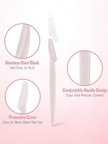 Pink Eyebrow Razor Set, Eyebrow Trimmer/Razor, Exfoliating Razor, Body Hair Removal Tool And Women's Eyebrow Razor Set With Long Handle Blade And Precision Protective Cap, Suitable For Daily Or Travel Use, Easy-To-Use Neutral Eyebrow Trimmer, Can Be Used For Trimming And Shaping Eyebrows - One Size - View 5
