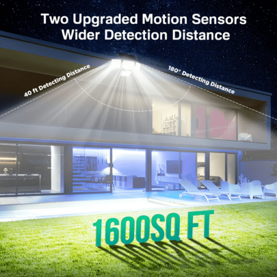 Luz de pared solar exterior de cuatro cabezales, luz LED ultra brillante resistente al agua IP65, sensor de movimiento con tres modos, adecuada para patio, jardín, patio pequeño, terraza, cerca, calle comercial y iluminación de área