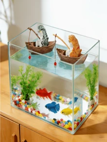 2件組海洋主題魚缸微景觀裝飾品，貓咪小船釣魚造景飾品，高品質樹脂耐用魚缸裝飾，盆栽植物配件 | 節日禮物 | 給釣魚愛好者的禮物 - 一般 - 查看 4
