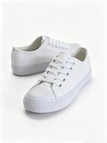 Women's Casual Canvas Sneakers - Comfortable, Breathable, Durable For Everyday Use - 白色 - 查看 3