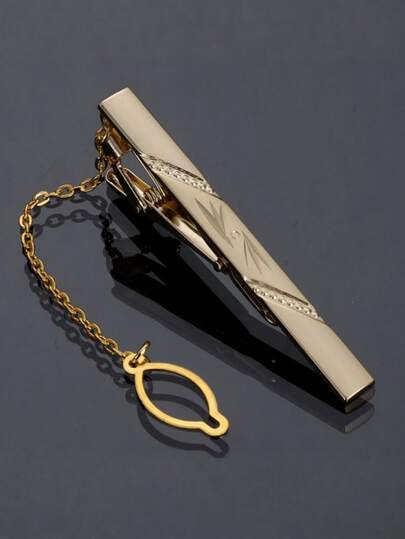 1 pezzo Elegante fermaglio per cravatta dorato con motivo floreale, fermaglio per cravatta da matrimonio/San Valentino con "TI AMO" adatto per abiti da cerimonia e formali da uomo, set di fermagli per cravatta da lavoro