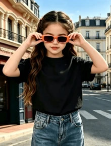 Sanrio-Licensed Kuromi T-Shirt With Star And Cherry Pattern For Girls, Cute Casual Shirt, High-Quality Cotton Fabric, Breathable In Summer, Skin-Friendly Class A Fabric, Durable And Abrasion-Resistant - 黑色 - 查看 6