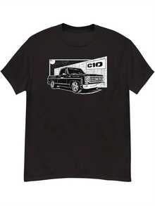 Unisex Aggressive Threadsquare Body C Truck T-Shirt For Men And Women, Square Body T-Shirt With Round Eye For Pickup Truck - 黑色 - 查看 7