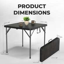 3/3.5/4/5.5/6/8 Ft Plastic Folding Table Perfect Indoor/Outdoor Dining Parties - 黑色 - 查看 4