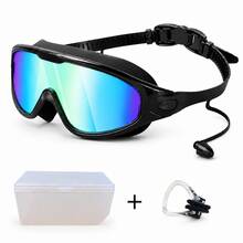 Swimming Goggles For Adult- Anti-Fog Full Coverage Design, 3-Color UV Protection Lenses, With Waterproof Earplugs And Nose Clips, Suitable For Outdoor Activities, Outdoor Fun(1 Pack) - Aqua(1 Pair of Swimming Goggles) - 查看 11