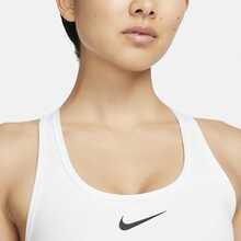 Nike Swoosh Solid Color Crew Neck Pullover Short Medium Support Quick-Drying Padded Sports Bra, Women's, White - White - View 4