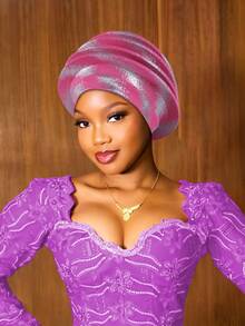 1pc Metallic Color Headscarf, African Style Pleated Headwrap, Pre-Tied Headpiece For Women, Multi-Color Options - A - View 19