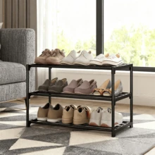 Estantería para zapatos de 3 niveles que ahorra espacio - Fácil de montar, estantería de almacenamiento multifuncional adecuada para pasillo, armario y garaje, construcción duradera de plástico/metal, se adapta a varios tamaños de habitación - Multicolor - Ver 8