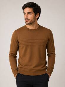 Men's Long Sleeve Sweater, Basic Winter, Round Neck, Old Money Style 2026 - View 1