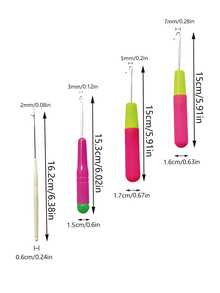 4pcs Tongue Crochet Hooks, Closed Hook Design, Automatic Line Locking, No Slipping Or Falling Off, Smooth Operation. Versatile Use For Hair Extensions, Braiding, Weaving, Beading, Sewing, And Repairing - Tongue Crochet - View 7