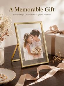 Metal Floating Glass Photo Frame, Transparent Glass Tabletop Picture Display Frame, Suitable For Wedding, Anniversary And Home Decor Gifts - A - View 8