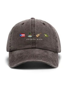 1pc DTMF Puerto Rico Printed Washed Baseball Cap, Classic Casual Vintage Soft Sweatband Adjustable Size Lightweight Sun Protection Multifunctional Dad Hat, Suitable For Outdoor Sports, Daily Wear, Party, Vacation, Perfect Gift For Friends And Family - Frog - View 12