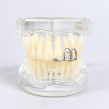 1件金色镂空心形条形饰品，独特小众嘻哈风格牙齿饰品，节日礼物及日常拍照道具，男女皆宜 - 彩色 - 查看 2