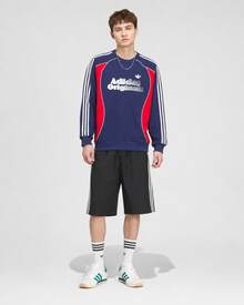 adidas originals RETRO REMIX CREW 蛇年 RS M SWEAT CREW 舒適寬鬆撞擊色復古運動長袖衛衣 男款 深藍 - 藍色 - 查看 8