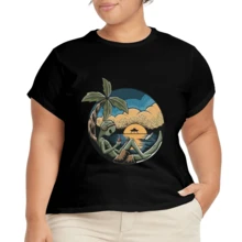 Camiseta Casual Gráfica para Mujer de Uso Diario - Negro - Ver 2