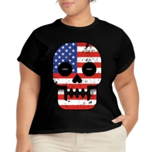 Camiseta Casual Holgada para Mujer Plus Size de Verano - Negro - Ver 2
