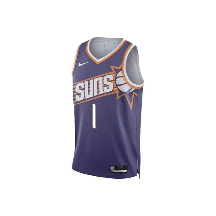 Nike Dri-Fit  Alphabet And Number Print Color Block V-Neck Sleeveless 23-24 Season Phoenix Suns Devin Booker #1 Basketball Vest, Men's, Purple - Purple - View 1