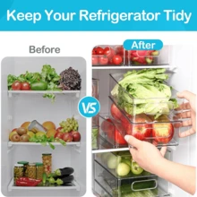 4pcs Transparent Refrigerator Storage Containers, Space Saving Kitchen Organizers, Modern Food Categorization Boxes, Suitable For Fridge Doors And Countertops, Food Contact Back To School - View 2