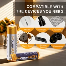 POWERKAN USB-C Fast Charger With LCD Display: 4 Independent Slots For AA/AAA NiMH Batteries, Includes 4/8pcs 1.2V Rechargeable Batteries (AA/AAA Mixed Optional), Real-Time Charging Status At A Glance - Yes - View 4