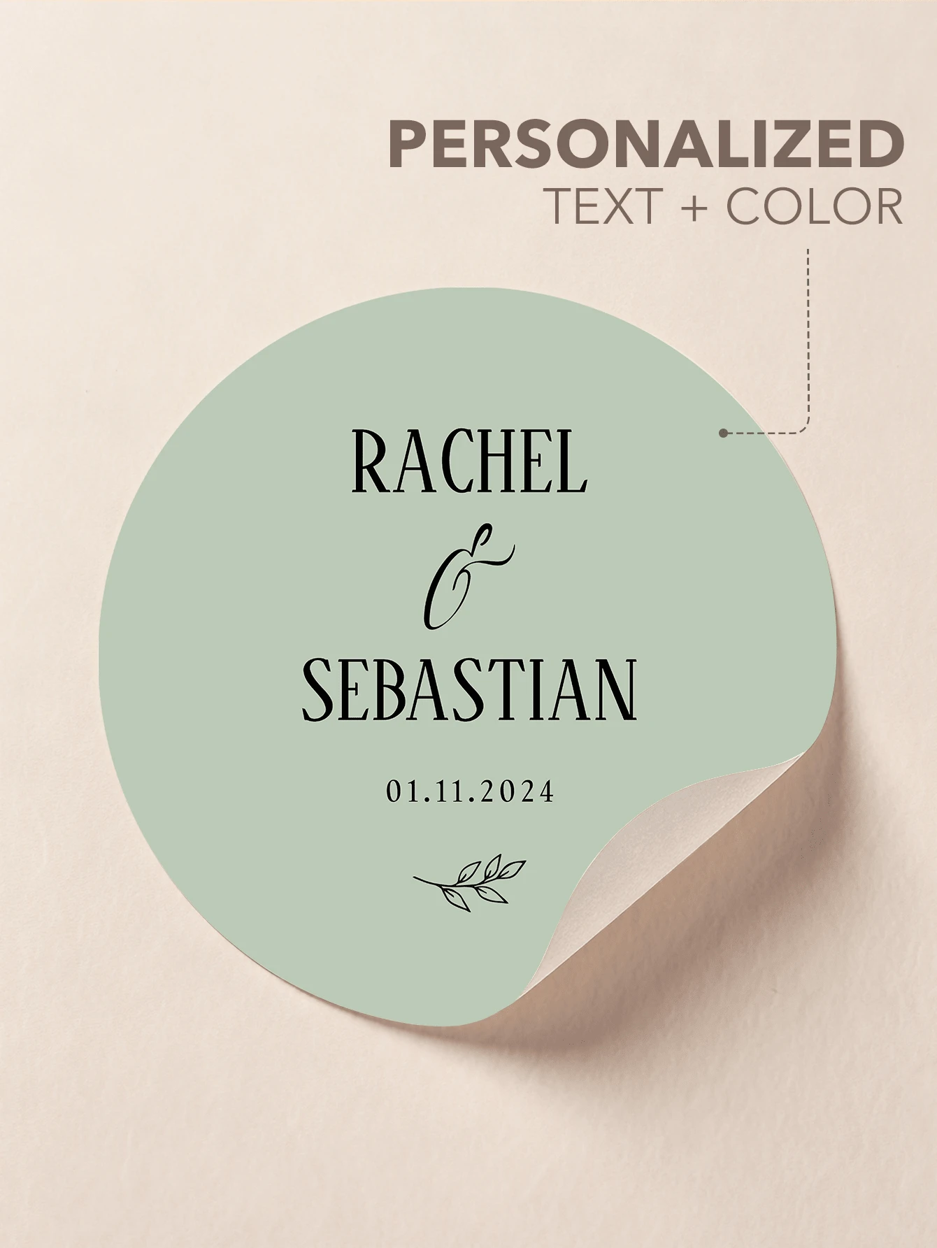 Customized Wedding Stickers, Personalized Custom Stickers, Cute Round Custom Stickers, Wedding Round Candy Stickers, Handmade Business Stickers, 12 Colors Wedding Stickers, Wedding Stationery, Name Stickers, Personalized Stickers, Thank You Stickers, Wedding Labels, Personalized - Heart - View 1