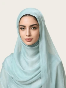 1 Stück Damen Einfarbiger Seidiger Weicher Kopftuch, Arabischer Lässiger Langer Schal, Konservatives Einfaches Kopftuch, Geeignet für den täglichen Gebrauch - C6 - Übersicht 1