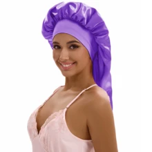 ZTZI Women's Extra Long Hair Bonnet, Elastic Wide Band Sleep Cap For Hair Care, Anti-Frizz Bonnets, Solid Color Casual Polyester Bonnet For Home Use, All Seasons - BC Color Matching Elastic 9008 - View 18