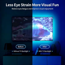 LITSHOW Tira de luz LED RGB de 32.8 pies con control remoto de 24 teclas, alimentada por USB de 5V, con respaldo adhesivo para una instalación fácil, adecuada para computadora, TV, gabinete, etc. - RGB - Ver 4