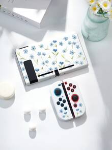 Blue Floral Pattern Protective Case, Compatible With New Switch 2 (2025), Switch NS/Switch OLED/Lite, Accessories For Switch 2 Console, Full Set Including Storage Pouch, Card Slot Base, Switch Protective Cover, Romantic Gift For Switch Players, Gift For Kids/Family - Multicolor - View 3