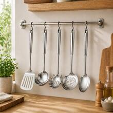 5 Pcs/Set Stainless Steel Cooking Utensil Set, Heat Resistance Metal Kitchen Tools Kitchen Utensil Set Turner Spoon Cooking Tools - Silver - View 7