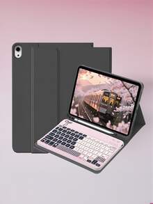 適用於 Galaxy Tab、Pad SE 的鍵盤保護殼，附可拆卸式無線藍牙鍵盤與筆桿收納槽（不含筆桿），輕薄輕量支架保護套 - View 1