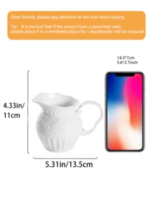 1pc Minimalist European Style Niche Premium Vintage Embossed Vase, White Milk Jug Decor For Living Room Fresh Flower Arrangement - A - View 8