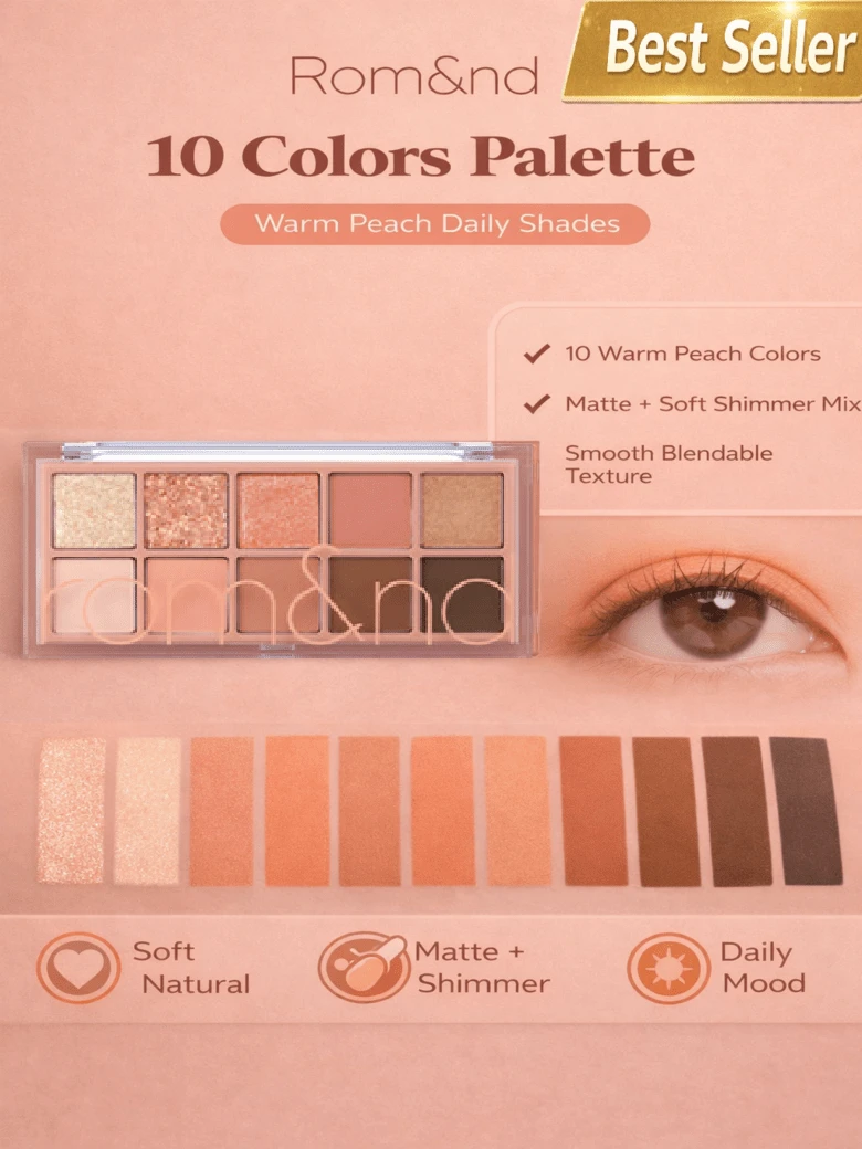 Rom&nd Better Than Palette 102g 01 Pampas Garden | Eye Makeup Palette, Matte And Shimmer Eye Shadow, Sparkling Glittery, Various 10 Shades, Long Lasting, High Pigmented, Blendable - 01 潘帕斯花園 - 查看 1