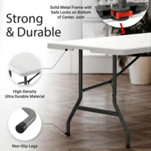 3/3.5/4/5.5/6/8 Ft Plastic Folding Table Perfect Indoor/Outdoor Dining Parties - White - View 3