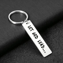 1個 LET GOD LEAD 刻字不鏽鋼鑰匙圈，勵志宗教信仰鑰匙環，給男士女士的精神基督教禮物，耐用日常提醒配件，適用於洗禮、堅信禮或任何場合 - A - 查看 3