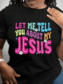 Colorful Message With Cheerful Lettering That Inspires Faith And Hope, Sharing A Spiritual Story With Floral Details And Vibrant Colors. Comfortable Casual Women's T-Shirt For Everyday Wear. - 黑色 - 查看 1