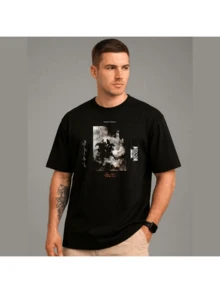 Men's T-Shirt With Valhalla Echoes Print - 黑色 - 查看 1