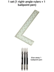 1 Set - Regla en L de acero inoxidable de precisión mini - Alta precisión, diseño de ángulo grueso, adecuado para productos de cuero hechos a mano y medición de tamaño pequeño. Escala de doble cara, regla plegable multifuncional de borde grueso, aplicable para enseñanza y temporada de regreso a clases, útiles escolares, accesorios de escritorio de oficina, papelería - dibujo geométrico - Ver 12