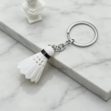 1pc Mini Realistic Badminton Keychain, Sports Style Bag Charm, Car Key Chain, Badminton Lover Accessory, Small Gift For Friends - Black and White - View 4