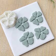 1pc Spring Themed Flower Shaped Polymer Clay Cutter Mold, Asymmetrical Petal Flower Design, For DIY Craft Hobbyists, Precise Cutting, Reusable Mold, DIY Soft Clay Earrings & Handicraft Materials, High Precision Plastic Jewelry Making Kit, Suitable For Beginners And Jewelry Artists - White - View 2