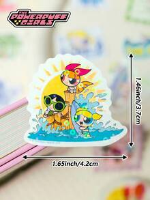 THE POWERPUFF GIRLS 20 miếng dán PET hình Powerpuff Girls, hình hoạt hình, chống thấm nước, hình Blossom, Bubbles và Buttercup dùng cho bình nước, máy tính xách tay, sổ tay, album ảnh. - Màu xanh nhạt - Xem 6