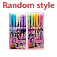 12 pièces Stylos effaçables pour fans de K-Pop, stylos gel rétractables imprimés de personnages d'anime, stylos effaçables à pointe fine de 0,5 mm pour écriture et étude quotidiennes (style aléatoire) - Multicolore - Voir 9