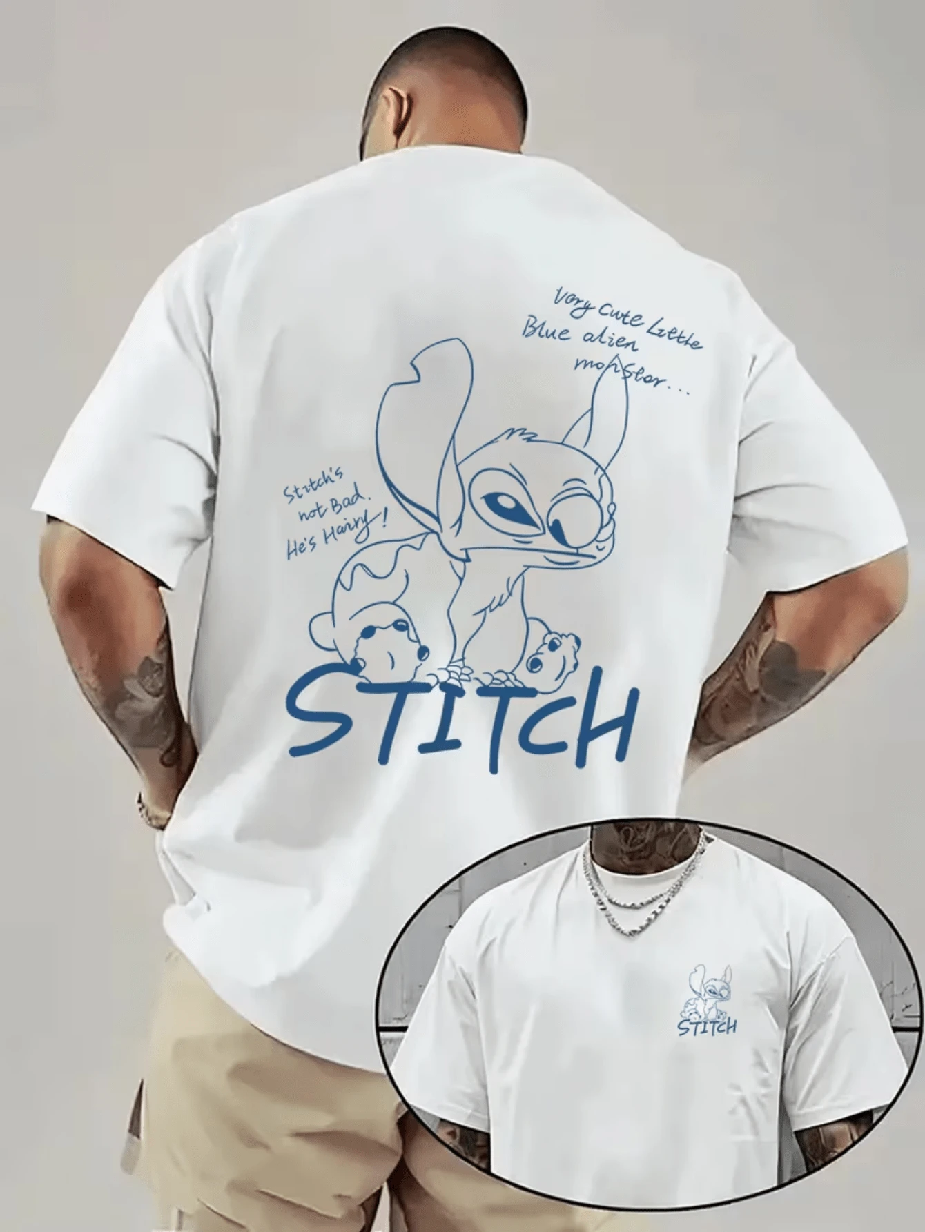 (Disney Licensed T Shirts)Disney Lilo & Stitch "Blue Alien Monster" Line Art Graphic Tee Men's Oversized Crew Neck Short Sleeve T-Shirt, Casual Streetwear With Sketch Stitch Print, Minimalist Cute Loose Fit Casual Top, Mens Clothes, Men, Ropa De Hombre, Summer Clothes, Men Shirts, Graphic Tees, Disney Outfits Men, Graphic Tees, Camisetas Para Hombre, Camisas Para Hombre, Summer Outfits For Men, Father's Day Gift, Perfect Gift For Family And Friends, Which Are Necessary For Birthday Parties, Disney Shirts, Mens Clothes, Summer Clothes, Officially Licensed Disney T-Shirts, Disney Men's And Women's Spring/Summer Fashion Casual Short-Sleeve T-Shirts, Disney Top - trắng - Xem 1