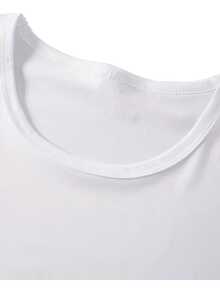 Camiseta de manga corta para mujer de talla grande con letras estampadas, transpirable.Este casual top de cuello redondo es lavable a máquina, adecuado para todas las estaciones y perfecto para - Negro - Ver 3