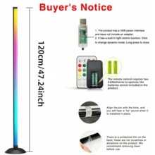 Đèn sàn LED RGB 49 inch, cấp nguồn USB, điều khiển bằng ứng dụng/điều khiển từ xa/nút bấm, đèn đổi màu theo nhạc, hẹn giờ, tự tạo hiệu ứng ánh sáng cho trang trí phòng, phòng chơi game, phòng khách, nhà bếp, trang trí tiệc, trang trí sinh nhật. - đèn sàn - Xem 11