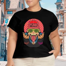 Camiseta Casual Elástica para Mujer Plus Size con Diseño Moderno - Negro - Ver 4