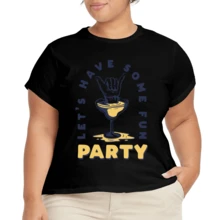 Camiseta informal de mujer, tallas grandes, con estampado de eslogan, corte holgado, cuello redondo y manga corta - Negro - Ver 2