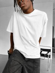 OVDY Unisex Oversized Casual Loose T-Shirt, Suitable For Street, Commute, Home Wear - White - View 3