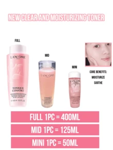 Lancôme 兰蔻舒缓保湿爽肤水，有400毫升、125毫升和50毫升旅行装可选，升级配方温和补水，深层滋养干燥肌肤，舒缓肌肤刺激和敏感，强化肌肤屏障，轻盈乳状质地快速吸收，适合日常使用、办公和旅行携带，是高端保湿舒缓护肤的理想之选。 - 蘭蔻清瀅保濕柔膚水 粉水 - 查看 4
